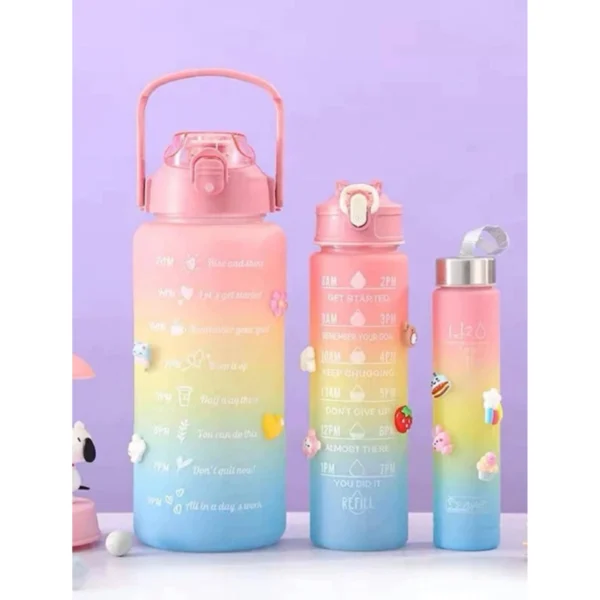 Kit 3 Garrafas Água Squeeze Motivacional 300ML + 900ML + 2000ML