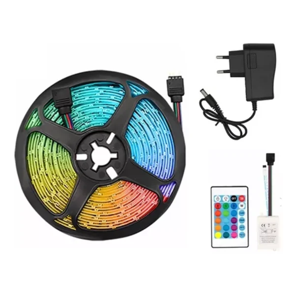 Fita Led Rolo 5m 2835 Com Controle Remoto e Fonte