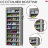Sapateira 9 Andares Com Porta Organizador Multiuso Cinza - Imagem 3