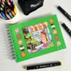 Kit Livro De Colorir Capa Dura Verde Com 24 Canetinhas - Imagem 3