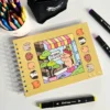 Kit Livro De Colorir Capa Dura Amarelo Com 24 Canetinhas - Imagem 3